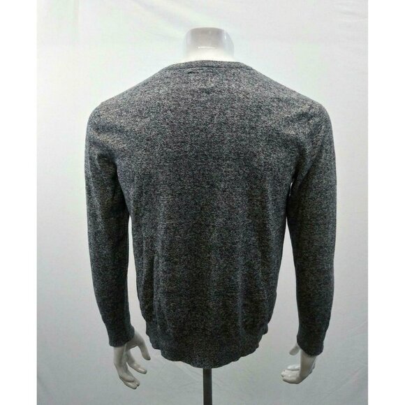 American Eagle Sweater Men’s Medium Salt Pepper Long Sleeve  V Neck Cotton - Picture 3 of 4
